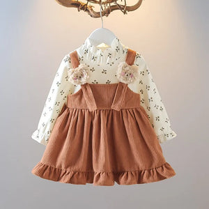 Girls’ Long Sleeve Cute Cherry Bear Dress