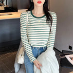 Striped Nursing Shirt – Spring & Autumn Long Sleeve