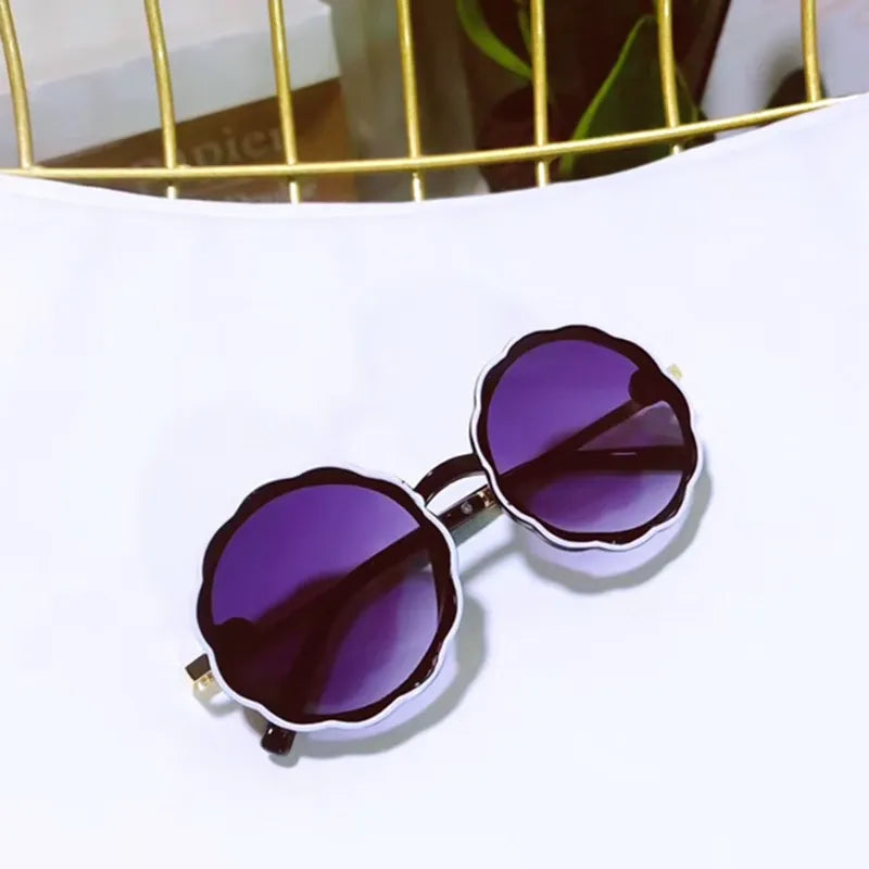 Kids Wave Frame Vintage Round Sunglasses